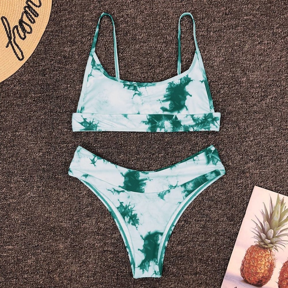 Last One! New! Blue Tie Dye High-Waisted Bikini - Picture 3 of 6